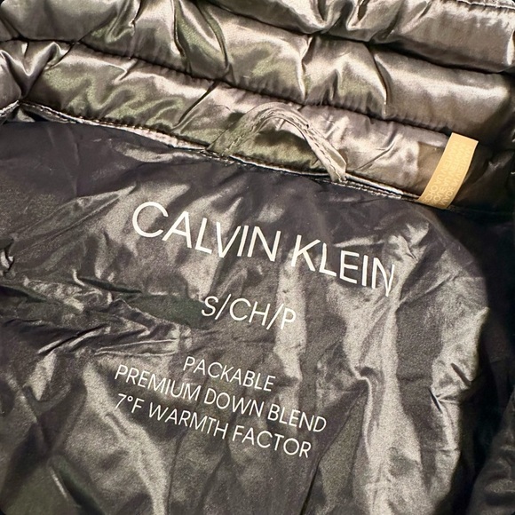 Calvin Klein Pewter Metallic Packable Down-Fill Blend Long Length Puffer Coat S - Picture 3 of 16
